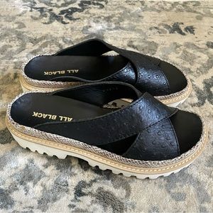 All Black Brand Wedge Sandals